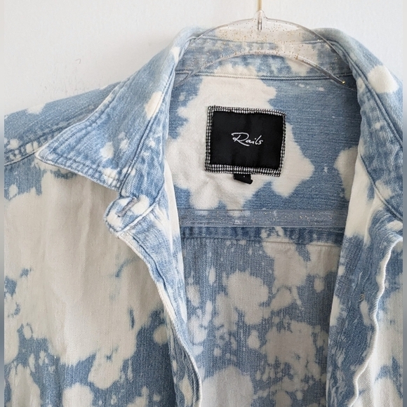 Rails Bleached Button Down Denim Shirt Size M Women's 90s Y2K - Picture 2 of 5